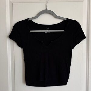 Aerie Black V-Neck Crop Top